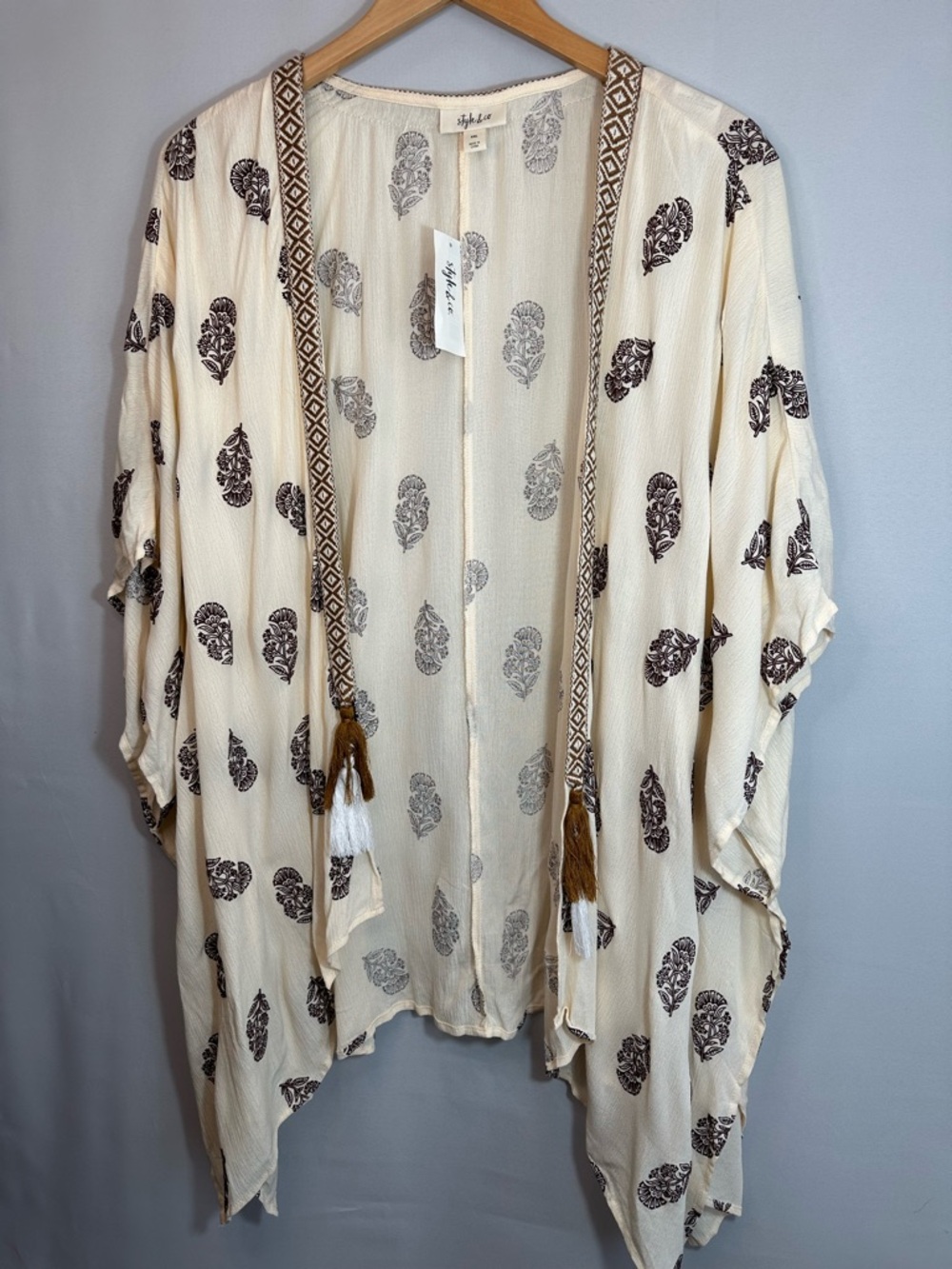 Style & Co. Womens Size XXL Kimono Paisley Motif Dolman Sleeve Boho Hippie NWT